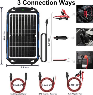 12W 12V پنل خورشیدی شارژر Trickle شارژر باتری خورشیدی MPPT