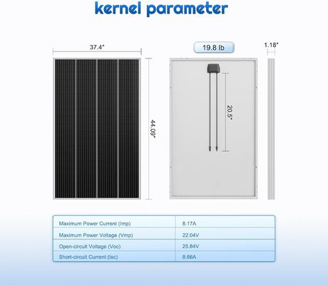 سلول پانل خورشیدی تک کریستال PV 12V 180W Compact