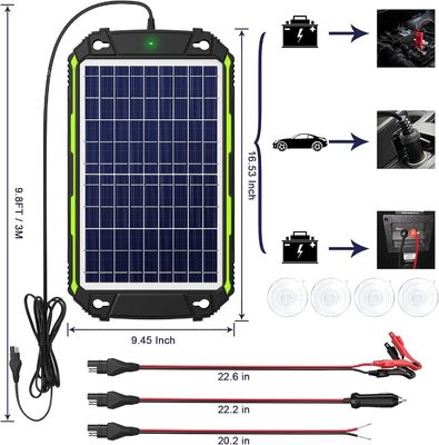 10W 12V پنروک شارژر باتری خورشیدی نگهدارنده برای ماشین قایق RV دریایی