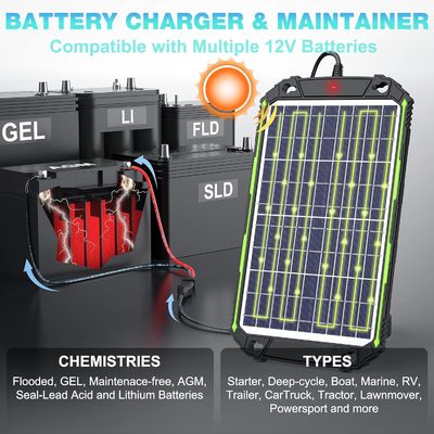 10W 12V پنروک شارژر باتری خورشیدی نگهدارنده برای ماشین قایق RV دریایی