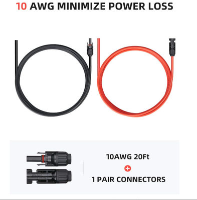 10AWG کابل های تمدید PV لوازم جانبی پنل خورشیدی برای پنل خورشیدی قابل حمل