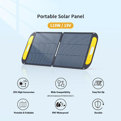 پانل خورشیدی هیبریدی یکگانه قابل حمل 110W 19V IP67 ضد آب