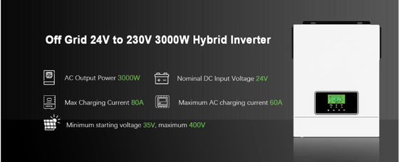 FT3000 اینورتر هیبریدی خورشیدی 3200W ساخته شده در 80A MPPT کنترل کننده شارژ خورشیدی با سفید