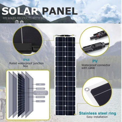 300W Monocrystalline Usb Solar Panel Kit برای موتورهوم 50A 12-24V