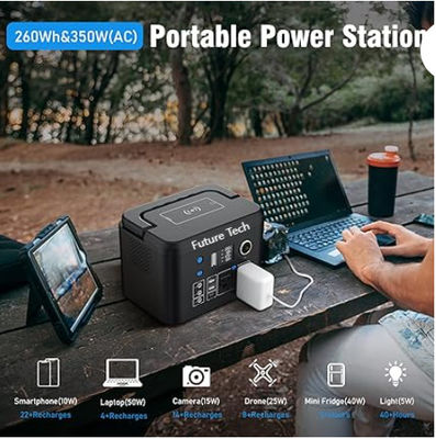 بانک برق FTB70000 با ژنراتور خورشیدی 350 وات، پانل خورشیدی 60 وات و کیت نور LED 10 وات USB