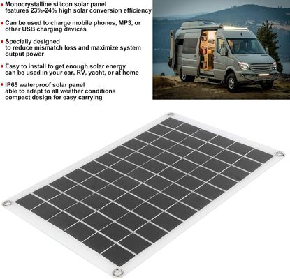 پانل خورشیدی سبک و قابل حمل سلول تک کریستالی 100W 12/24V خروجی USB