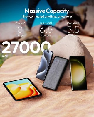 USB C شارژر خورشیدی قابل حمل 27000mAh برای تلفن همراه تبلت ODM